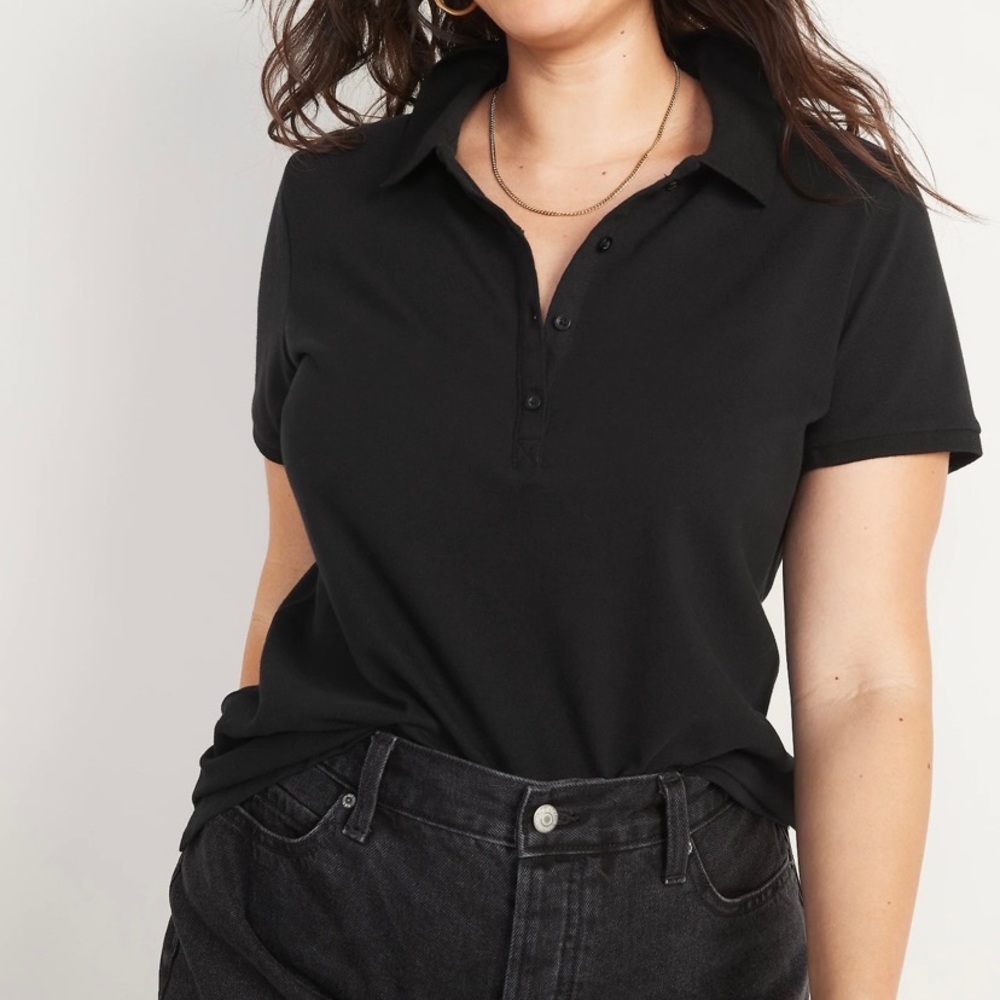 Old Navy Black Short Sleeve Uniform Style Polo XL